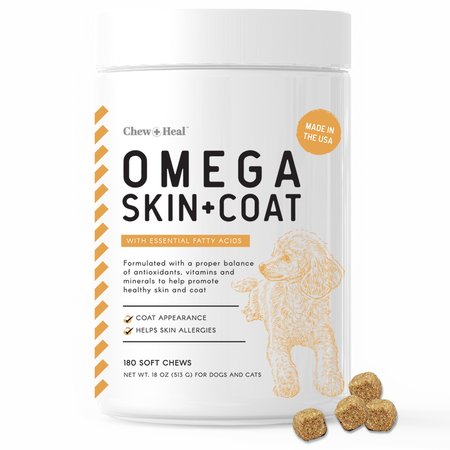 CHEW + HEAL Omega Skin & Coat - 180 Chews CH-OMEGA-SKIN-COAT-180PK